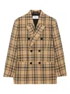 Ami Alexandre Mattiussi Brown Wool Checked Loose Double Breasted Jacket Brown In Gold