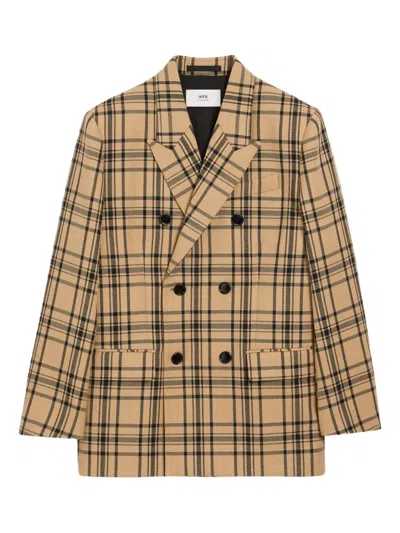 AMI ALEXANDRE MATTIUSSI CHECKED DOUBLE-BREASTED BLAZER