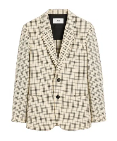 Ami Alexandre Mattiussi Checked Suit Coat In Nude