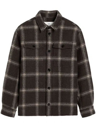 AMI ALEXANDRE MATTIUSSI CHECKED WOOL-BLEND SHIRT JACKET