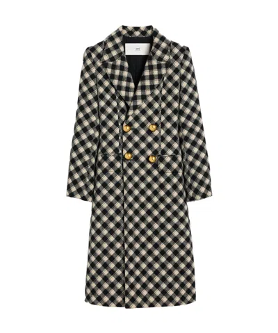 Ami Alexandre Mattiussi Checked Wool Coat In Black