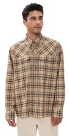Ami Alexandre Mattiussi Checked Wool Twill Shirt Camel/noir In Brown