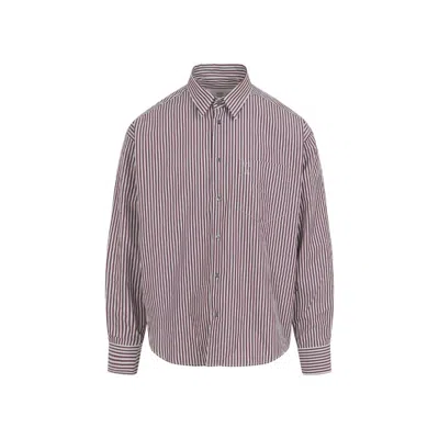 Ami Alexandre Mattiussi Cherry Red Cotton Embossed Adc Boxy Shirt In Gray