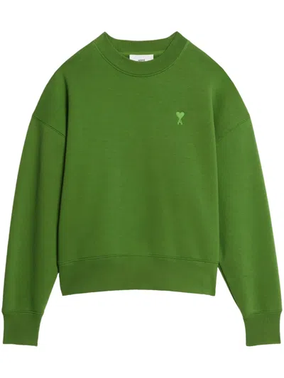 Ami Alexandre Mattiussi Chest Embroidered-logo Sweatshirt In Verde
