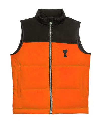 Ami Alexandre Mattiussi Chest Logo-print Padded Jacket In Orange
