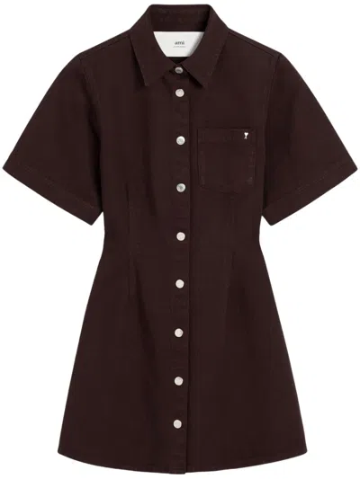 Ami Alexandre Mattiussi Ami Paris Short-sleeve Shirt Dress In Purple