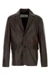 Ami Alexandre Mattiussi Brown Two Buttons Leather Jacket In Darkcoffee
