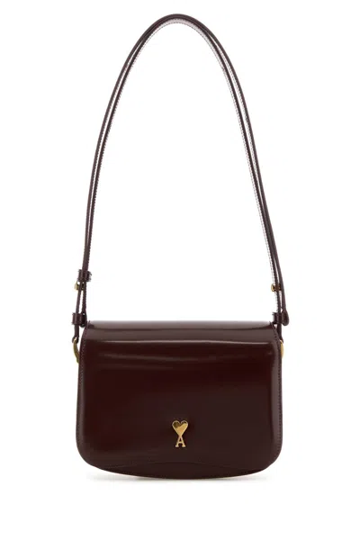 Ami Alexandre Mattiussi Chocolate Leather Paris Paris Crossbody Bag In Red