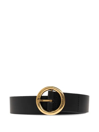 Ami Alexandre Mattiussi Circular-buckle Leather Belt In Black