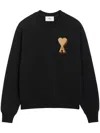 Ami Alexandre Mattiussi Classic Crew Neck Sweatshirt With Iconic Heart Emblem In Black