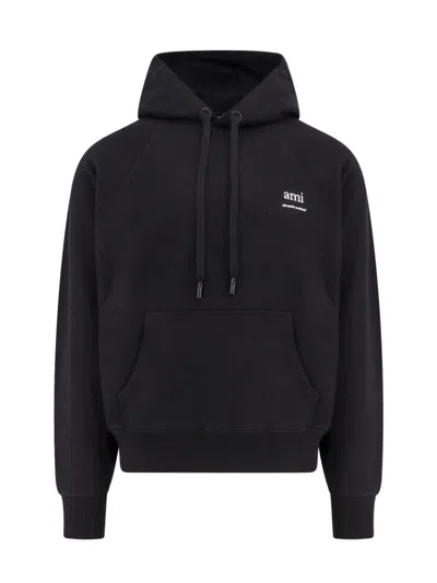 Ami Alexandre Mattiussi Classic Black Hoodie With Relaxed Fit And Embroidered Logo