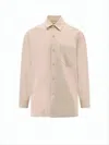 Ami Alexandre Mattiussi Classic Button-down Shirt With Embroidered Logo Detail In Neutral