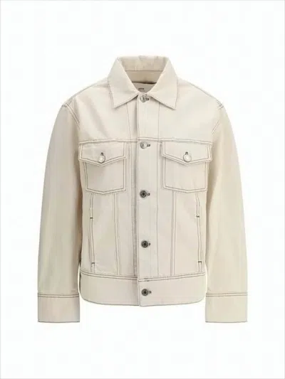 AMI ALEXANDRE MATTIUSSI CLASSIC DENIM JACKET WITH STRUCTURED SILHOUETTE