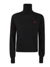 Ami Alexandre Mattiussi Ami Ami De Coeur High Neck Knitted Jumper In Negro