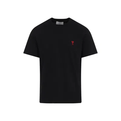Ami Alexandre Mattiussi Ami Paris Ami De Coeur T-shirt In Organic Cotton In Black