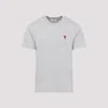 Ami Alexandre Mattiussi Logo-embroidered Organic Cotton T-shirt In Gris Cendre Chine