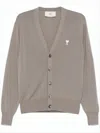 Ami Alexandre Mattiussi Classic Wool Cardigan With V-neckline And Button-down Front In Gray