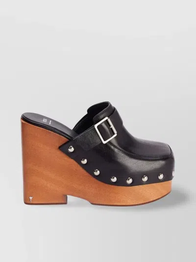 Ami Alexandre Mattiussi Closed Toe Clogs With Studded Platform Mules In Black