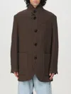 Ami Alexandre Mattiussi Ami High Collar Short Coat In Braun