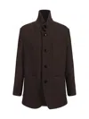 Ami Alexandre Mattiussi Ami High Collar Short Coat In Dark Coffee