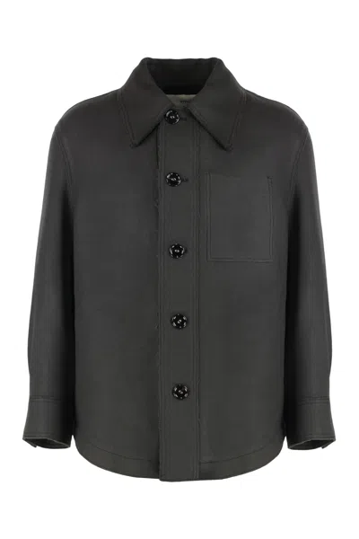 Ami Alexandre Mattiussi Coat In Wool Gabardine In Black