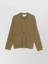 Ami Alexandre Mattiussi Collared Crewneck Sweater Ribbed Texture In Green