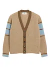 Ami Alexandre Mattiussi Ami Paris Ami Striped Wool Cardigan In Brown