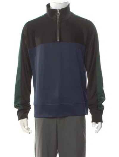 Pre-owned Ami Alexandre Mattiussi Colorblock Pattern Mock Neck Polo Sweater In Blue