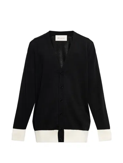 Ami Alexandre Mattiussi Colour-block Button-up Cardigan In Black
