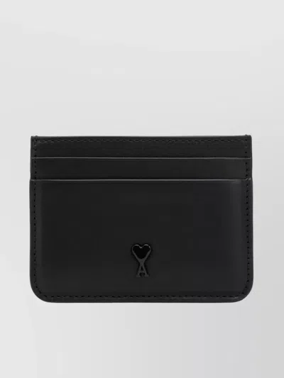 Ami Alexandre Mattiussi Compact Grain Leather Accessories In Black