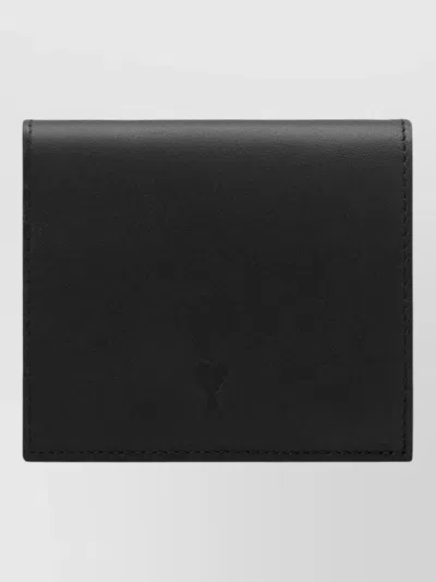 Ami Alexandre Mattiussi Compact Keychain Wallet Slim Linear Design In Black