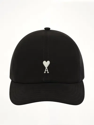 Ami Alexandre Mattiussi Contrast Ami De Coeur Embroidery Cap In Black