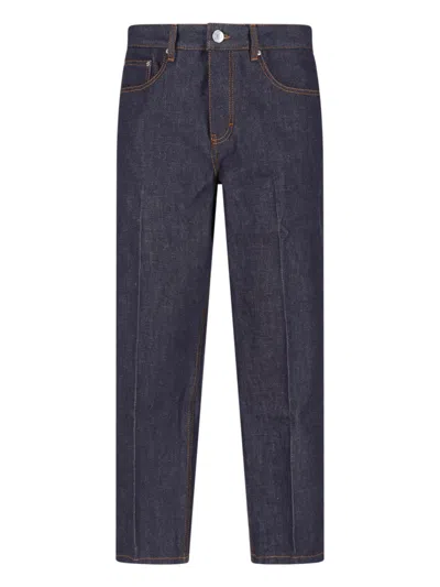 Ami Alexandre Mattiussi Contrast Stitching Straight-leg Jeans In Blue