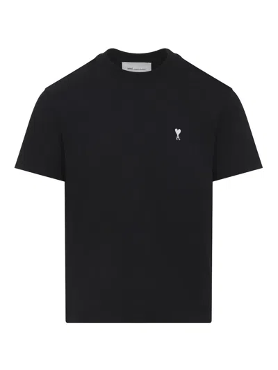 Ami Alexandre Mattiussi Ami De Coeur Logo-embroidered T-shirt In Gray