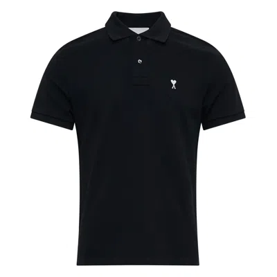 Ami Alexandre Mattiussi Black Polo Shirt With Ami De Coeur Logo Embroidered On The Front In Cotton Man In Multi