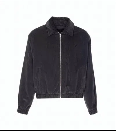 AMI ALEXANDRE MATTIUSSI CORDUROY BLACK JACKET WITH MINIMALIST DESIGN