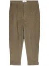 Ami Alexandre Mattiussi Corduroy Box-pleated Tapered Trousers In Brown