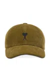 Ami Alexandre Mattiussi Corduroy Heart-logo Baseball Cap In Brown