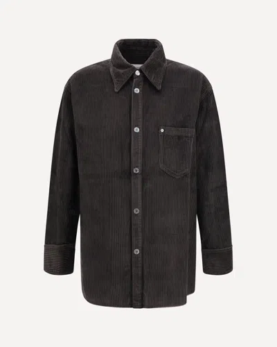 Ami Alexandre Mattiussi Corduroy Velvet Overshirt In Black