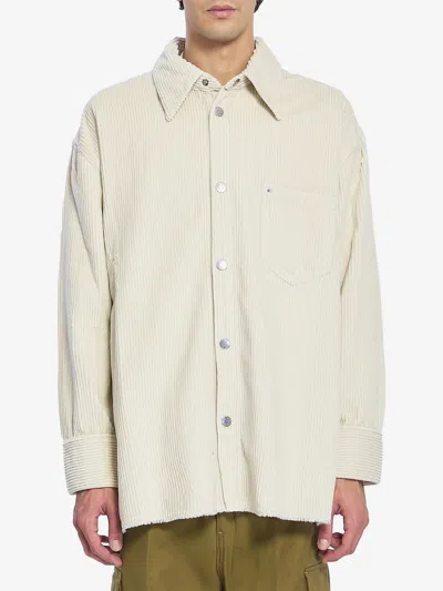 Ami Alexandre Mattiussi Corduroy Velvet Overshirt In Neutral