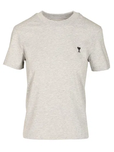 Ami Alexandre Mattiussi Cotton Ami De Coeur Crop T-shirt Grey