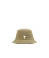 Ami Alexandre Mattiussi Green Cotton Ami De Coeur Embroidery Bucket Hat Green In Nude
