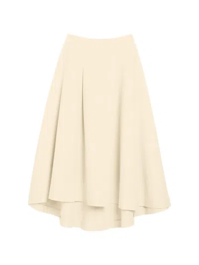 Ami Alexandre Mattiussi White A-line Cotton And Linen Skirt White In Yellow