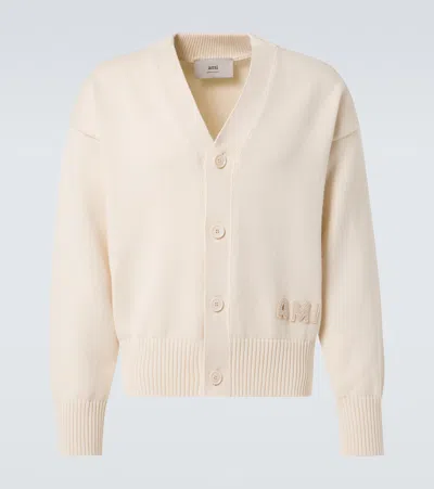 Ami Alexandre Mattiussi Ami Paris Cream Cotton Blend Cardigan In Neutral