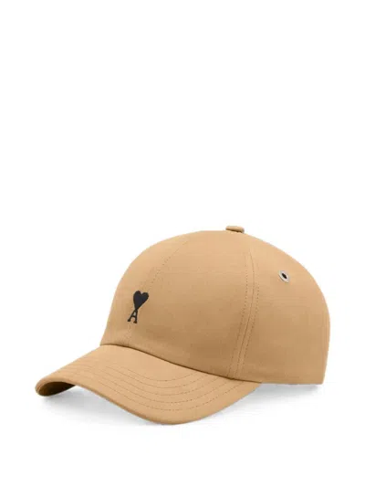 Ami Alexandre Mattiussi Ami Paris Cotton Cap With Ami De Coeur In Neutral