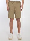 Ami Alexandre Mattiussi Khaki Cotton Elasticated Waist Shorts In Green