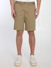 Ami Alexandre Mattiussi Khaki Cotton Elasticated Waist Shorts In Green