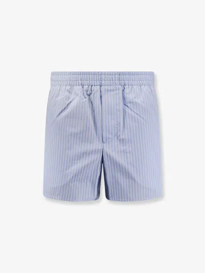 Ami Alexandre Mattiussi Ami Paris Men Cotton Bermuda Shorts With Striped Pattern In Blue