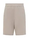 Ami Alexandre Mattiussi Ami Paris Cotton Bermuda Shorts With Logo In Light Beige
