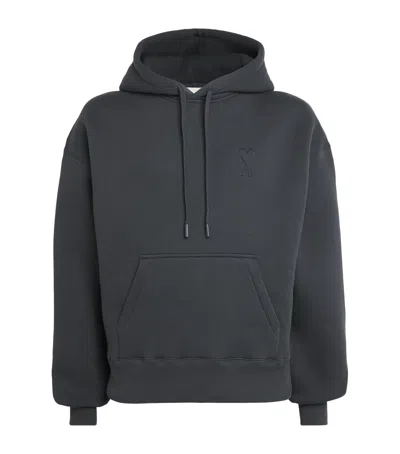 Ami Alexandre Mattiussi Cotton-blend Ami De Coeur Hoodie In Black
